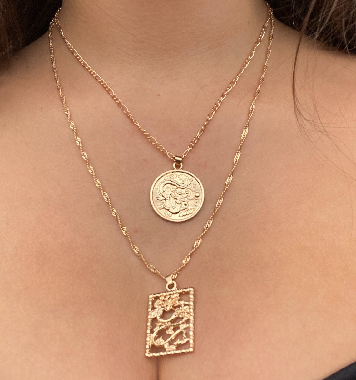 Download Layered Dragon Necklace Set Dragon Collection Dragon | Etsy