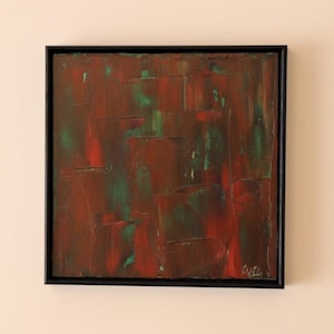 Abstract Oil Painting On Canvas Board, Modern Wall Hanging, 8x8 inches