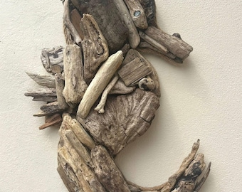 Seahorse Spirit – Driftwood Seahorse Wall Art | 14x10” | Coastal Home Decor | Seaglass Eye | Ready to Ship