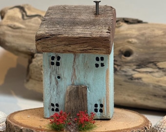 Rosewood cottage| Miniature Wooden House | Hand Painted Coastal Décor | Tiny Home Ornament | Rustic Garden Gift