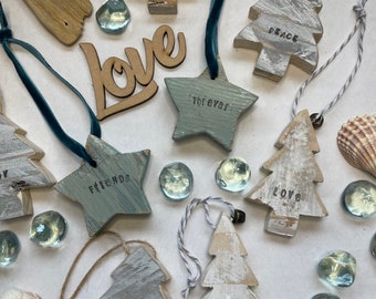 Wooden Tree Hanging Charm, Decoration, Reclaimed Wood, Handmade, Shabby Chic, Rustic.