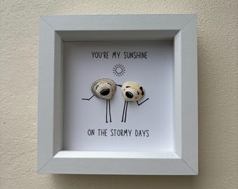 Salty Sisters Shell Art | “You’re My Sunshine on the Stormy Days” | Friendship Gift | Coastal Art | Shell Couple | Sentimental Beach Decor