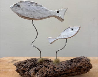 Little Swimmers Collection – Handcrafted Driftwood Fish Sculptures | Reclaimed Wood Art | Coastal Home Decor | Sustainable Seaside Gift