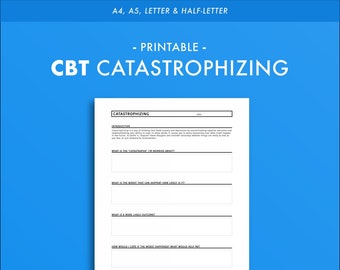 CBT Catastrophizing Worksheet | Printable PDF | Digital Download | Mental Health | Self-Help | A4, A5, Letter & Half-Letter Size