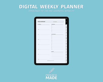 Hyperlänkad odaterad digital veckoplanerare med dagliga sidor