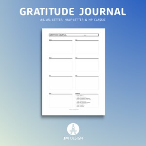 Diário de gratidão PDF para impressão, saúde mental, terapia, aconselhamento, autoajuda, A4/A5/carta/meia carta/HP Classic