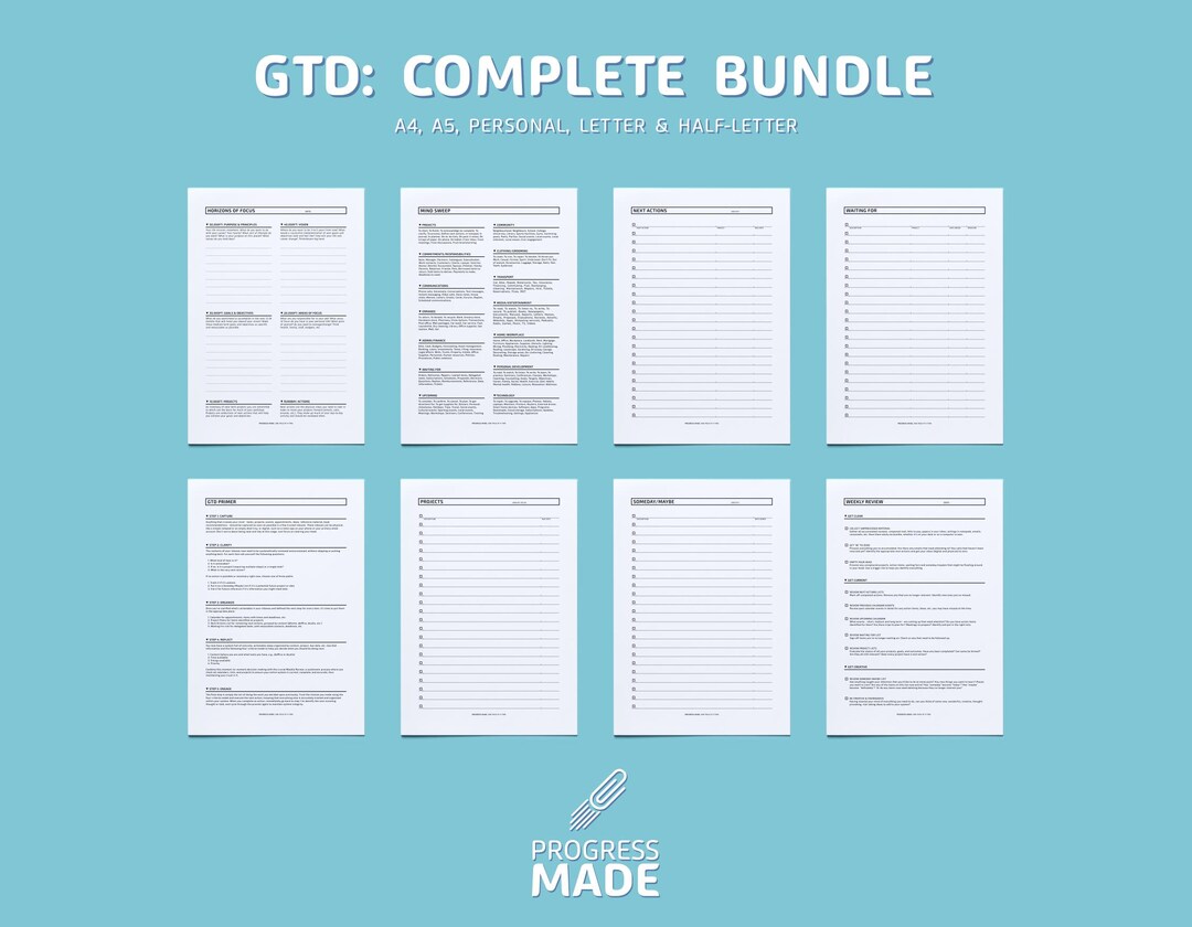 Gtd Handout.pdf GTD Complete Printable PDF Bundle - Etsy