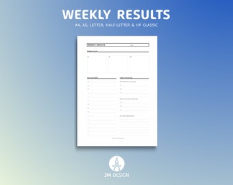 Weekly Results Printable PDF, Inspired by &quot;Getting Results The Agile Way&quot; by J. D. Meier, Weekly Planner, Monthly Planner, Project Planner