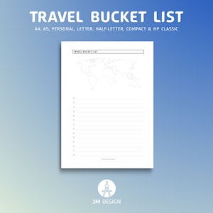 Travel Bucket List Printable PDF, To Do List, Wanderlust List, Adventure Bucket List, Life Goals Planner, Personal Growth Journal