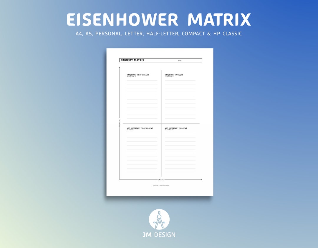 Eisenhower Matrix Printable PDF, Priority Matrix, Decision Matrix ...
