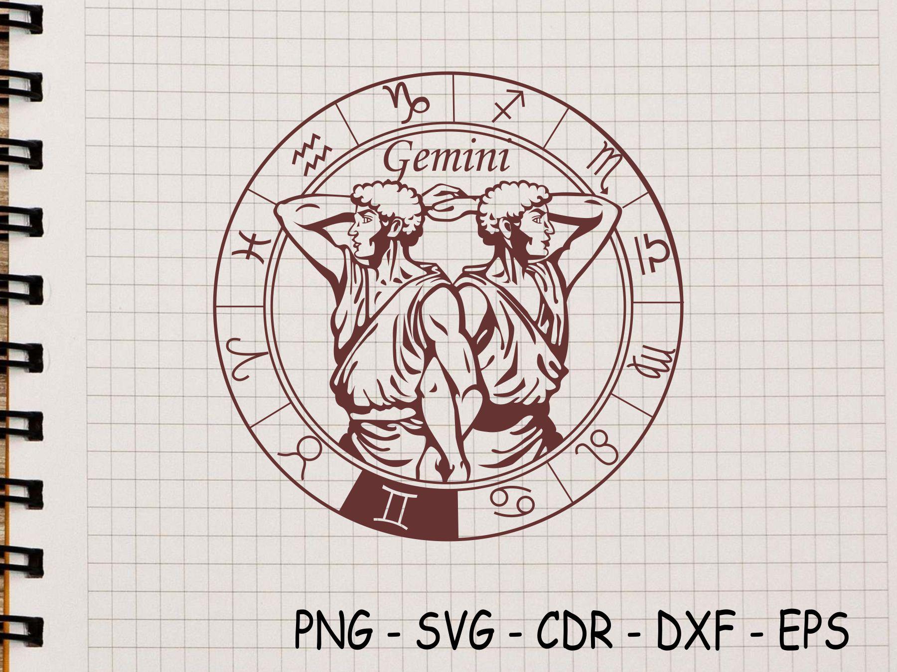 Gemini Zodiac Sign Svg Png Eps Dxf Cdr | Twins Horoscope Clipart