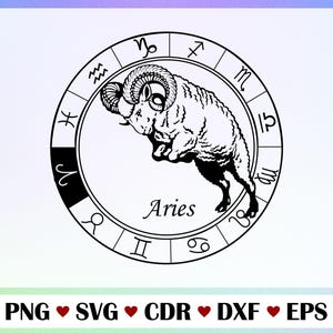 Aries Zodiac SVG | Aries Sign Digital Download | Astrology Clipart Svg Png Eps Dxf Cdr | Line Art Aries Design