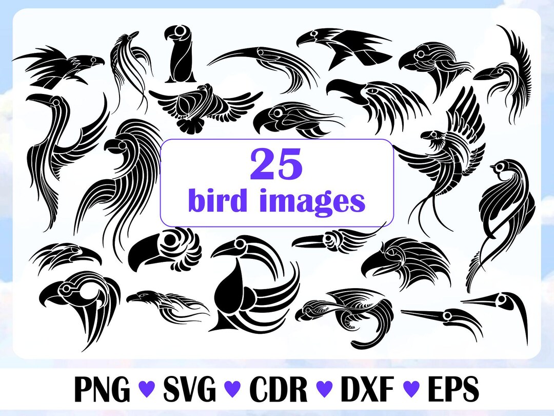 Set of Birds Silhouette, Vector Files, Birds Ornament Png, Birds ...