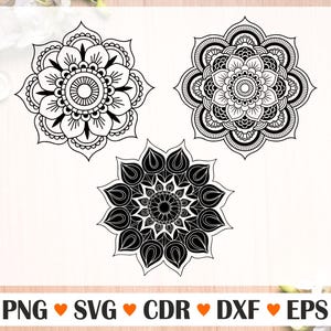 Mandala drawings, Mandala vector, Mandala silhouette set, Mandala png, svg, dxf, eps, Vector files for laser, beautiful Mandala drawing