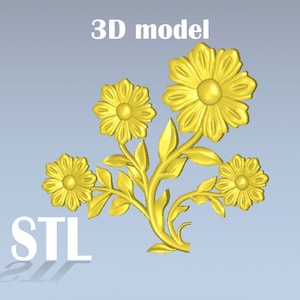 3D model, 3D Flowers, Stl Model 3D File, STL Format 3D, STL file for wood cutting, 3D model for CNC, Panels, Flower panel, 3D Flower panel