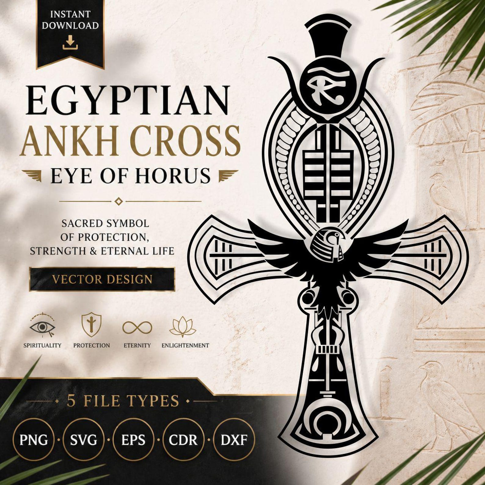 Ankh Cross SVG, Egyptian Symbol Digital Download, Eye of Horus Vector ...