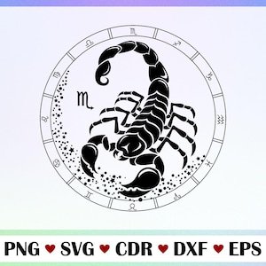 Scorpio Zodiac Sign Svg Png Eps Dxf Cdr | Scorpion Horoscope Clipart | Scorpio Zodiac Printable Digital Vector Design