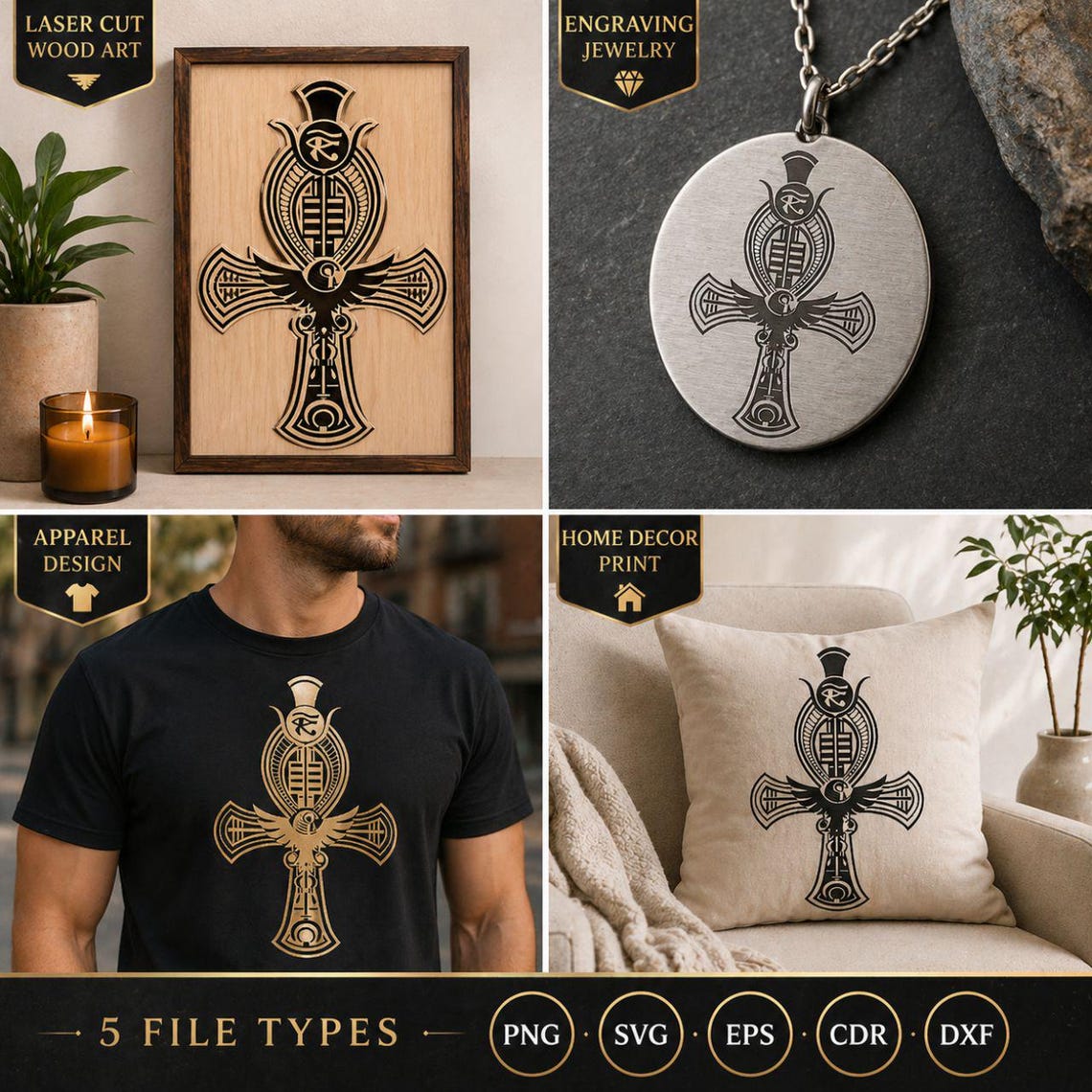 Ankh Cross SVG, Egyptian Symbol Digital Download, Eye of Horus Vector ...