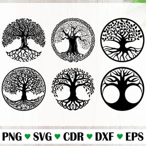 Vector Files For Wood Laser, Svg set Set of trees with silhouette, illustration simple, black svg, vector and psd, tattoo set, ornament png