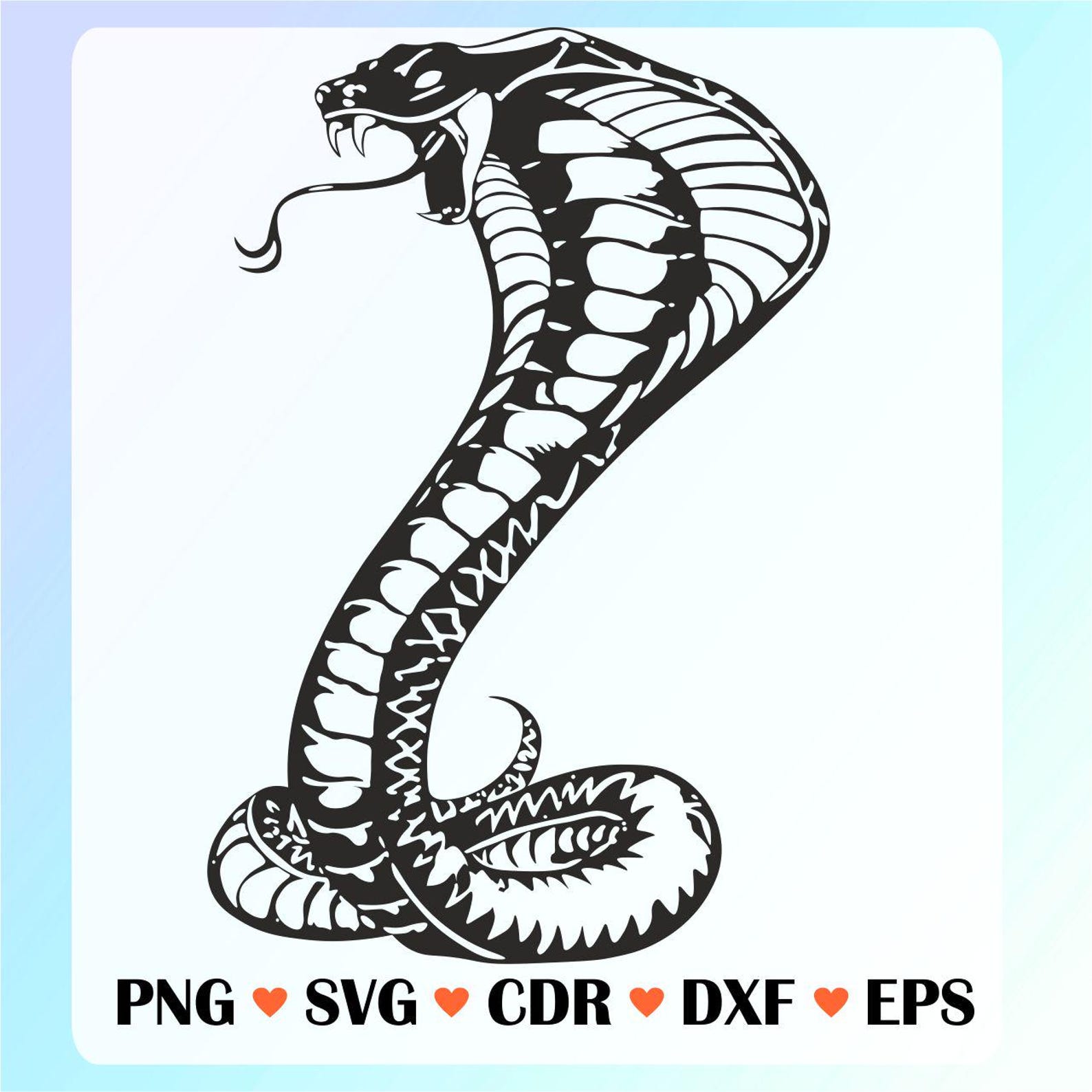 Aggressive Cobra SVG, Snake Tattoo Art, Tribal Reptile Design, Cricut ...