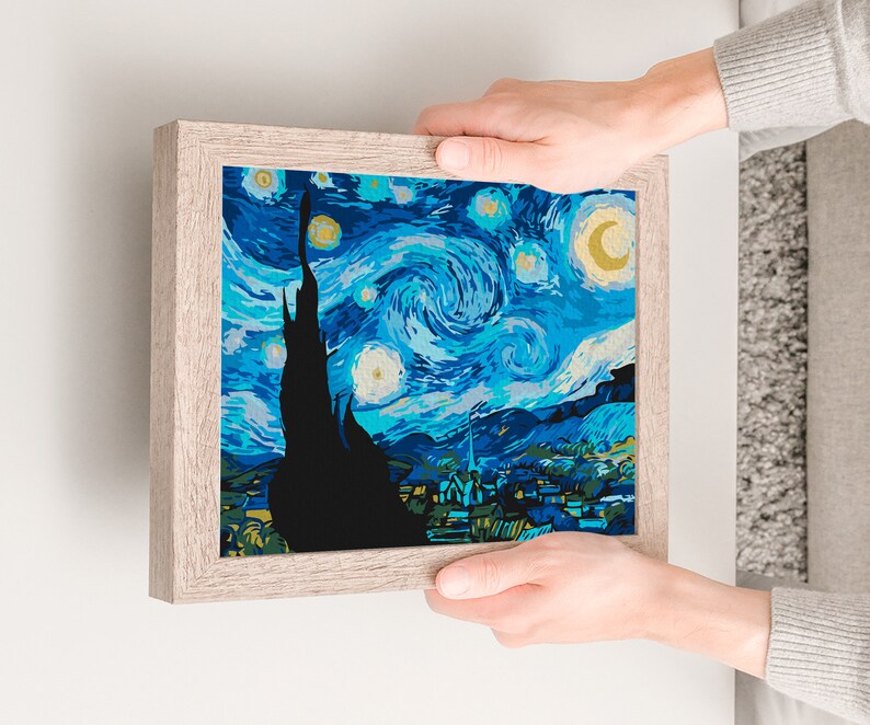 The Starry Night Printable Coloring Page Pdf Spring DIY - Etsy