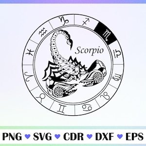 Scorpio Zodiac Sign Svg Png Eps Dxf Cdr | Scorpion Horoscope Clipart | Scorpio Zodiac Printable Digital Vector Design