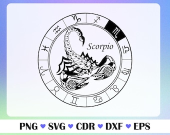 Scorpio Zodiac Sign Svg Png Eps Dxf Cdr | Scorpion Horoscope Clipart | Scorpio Zodiac Printable Digital Vector Design