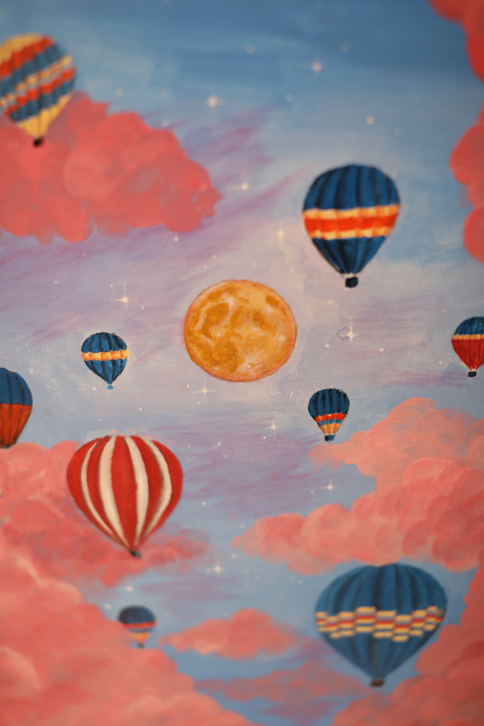 Kids Hot Air Balloon Canvas Painting, Nursery Wall Art Etsy