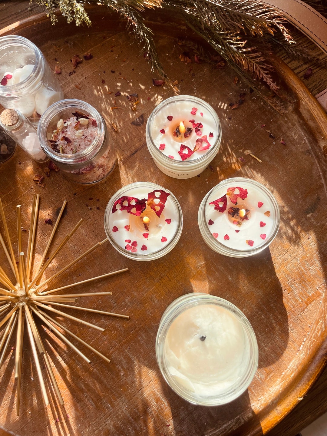 DIY Beginner Soy Candle Making Kitmini Heart Rose Petals Kit Etsy