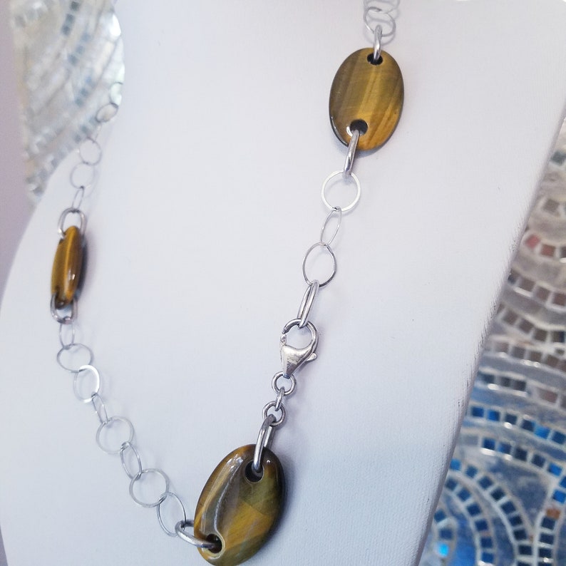 Tigers Eye Sterling Vintage Necklace Set