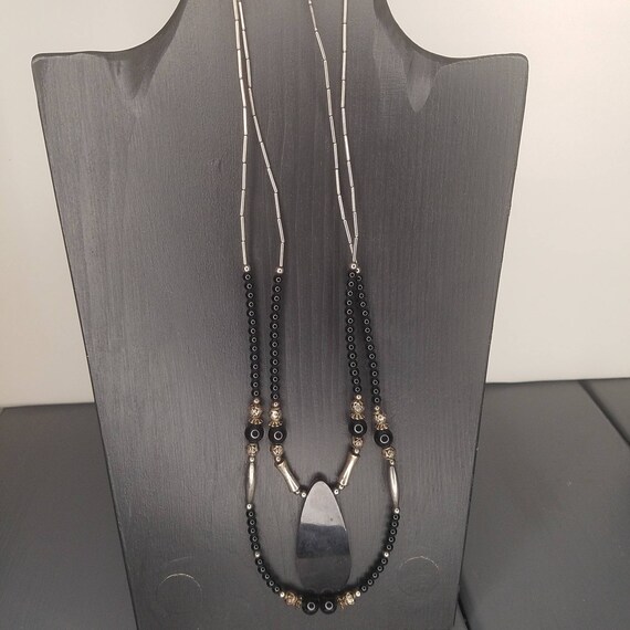 Hopi Kachina Stone Inlay Necklace Liquid Silver P… - image 3