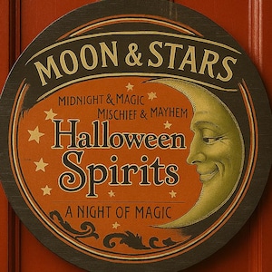 Vintage Halloween Witchy Porch Sign Moon and Stars Decor Magical Wooden Plaque Wall Art Rustic Home Decor, Halloween Decoration for Autumn