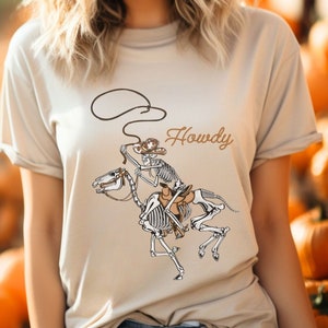 Howdy Skeleton Cowboy Halloween Shirt, Western Halloween T Shirt, Cowboy Halloween T-shirt, Skeleton Cowboy Tee, Howdy Skeleton shirt, Rodeo