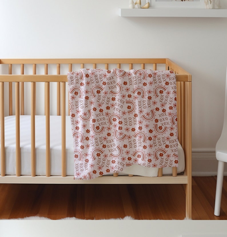 Boho Valentine's Day Swaddle Set, XOXO Baby Blanket, Personalized Red