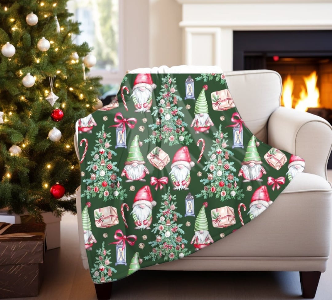 Gnome Christmas Blanket Personalized Adult Gnome Throw Etsy