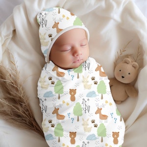 Woodland Animal Baby Swaddle New Baby Gift Idea For Baby Boy Newborn Baby Woodland Animal Blanket Forest Baby Blanket Infant Photo Prop Deer