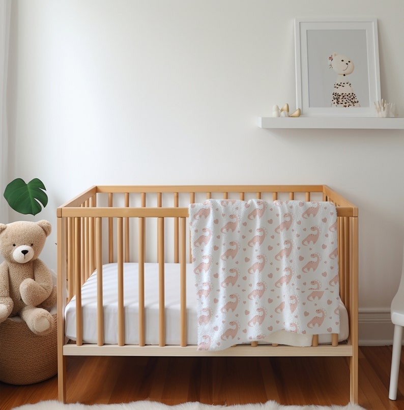 Girl Dinosaur Swaddle Blanket, Dinosaur Personalized Baby Blanket, Dino