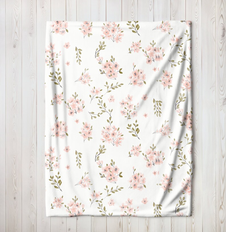 Pink Rose Swaddle Set, Pink Rose Baby Blanket, Rose Floral Nursery