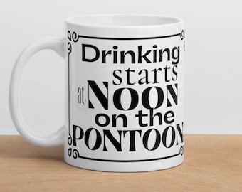 Bere inizia a mezzogiorno sul pontone, tazza pontone divertente, tazza da caffè pontone, tazza