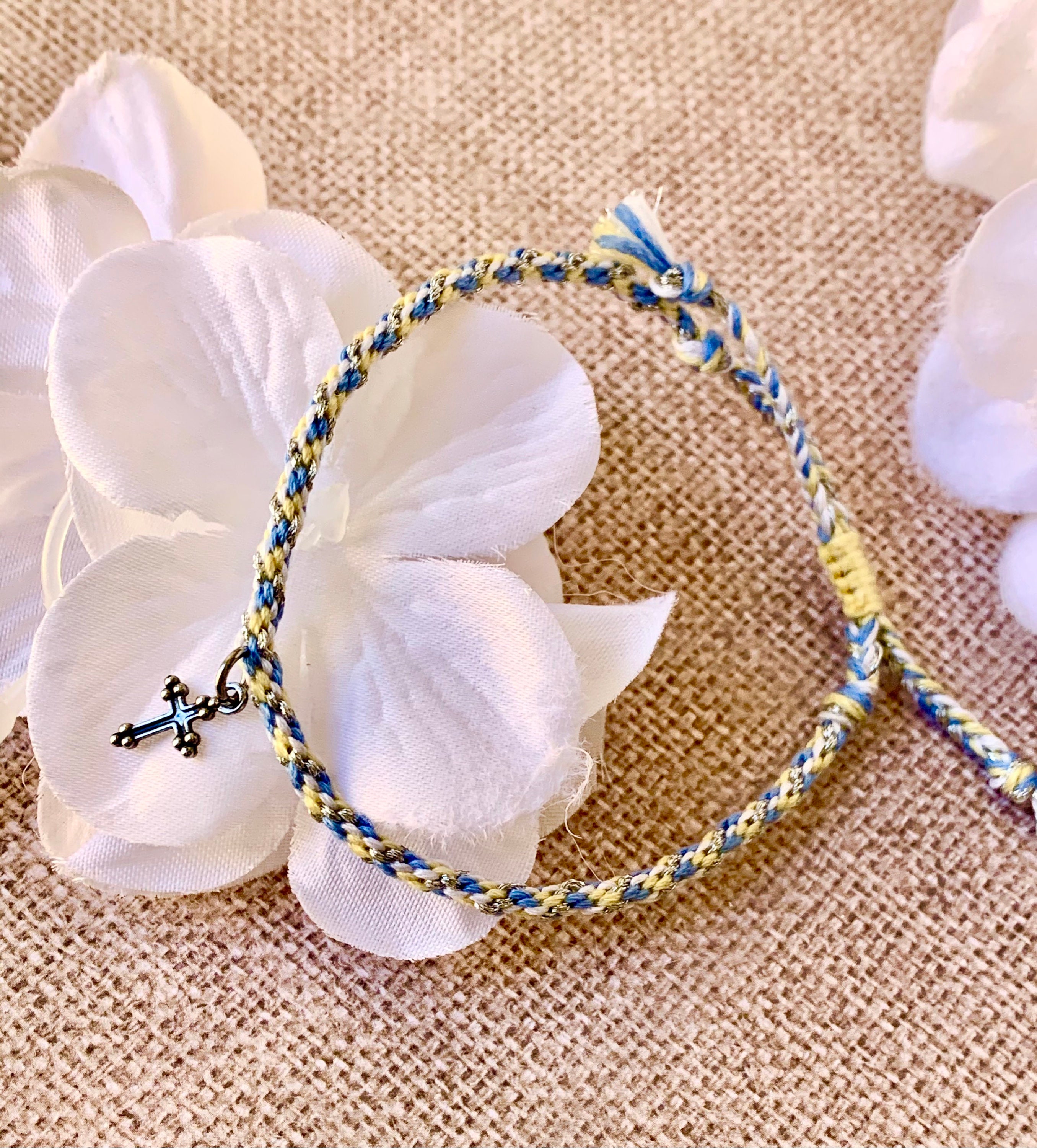 Holy Cross Charm Woven Friendship Bracelet Etsy Australia