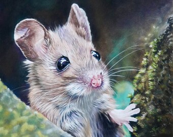 Mouse "My Secret Place from the original painting, Mouse Painting, Cute Animal Painting, Cute Animal Art, Field Mouse Art, Cute Mouse Art