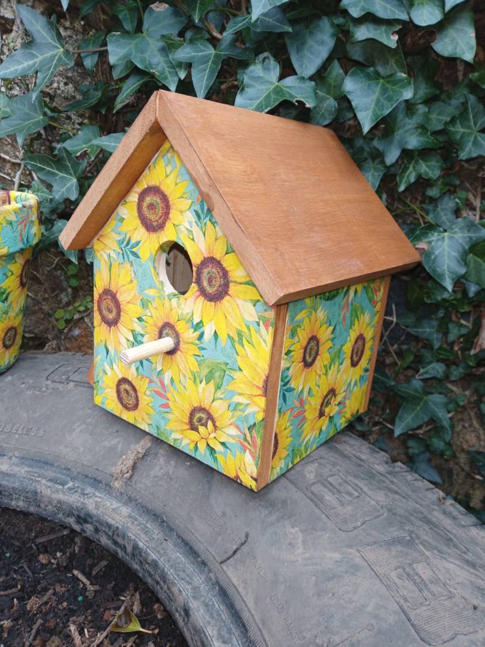 Sunflower bird house Etsy