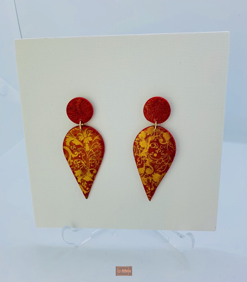 UNIKAT by ALBOA Statement earrings in modelling compound stud earrings in sterling silver 925 gold plated