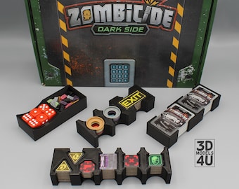 Premium Organizer für Zombicide Dark Side Brettspiel Zubehör Inlay Einsatz 3D Druck Schwarz