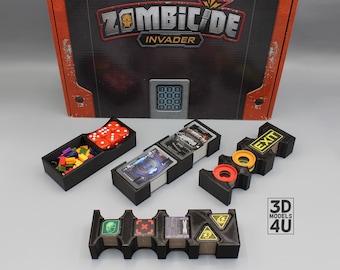 Premium Organizer für Zombicide Invader Brettspiel Zubehör Inlay Einsatz 3D Druck Schwarz