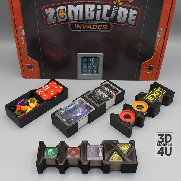 Premium Organizer für Zombicide Invader Brettspiel Zubehör Inlay Einsatz 3D Druck Schwarz