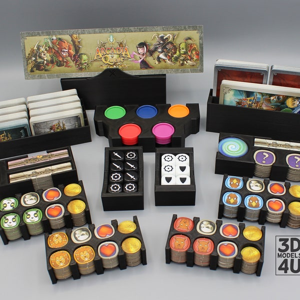 Premium Organizer für Arcadia Quest Brettspiel Zubehör Inlay Einsatz 3D Druck Schwarz