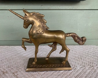 Vintage Brass Unicorn with Removable Tail + Horn