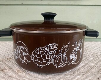 Adorable Vintage Mushroom Vegetable Sauté Pot with Lid