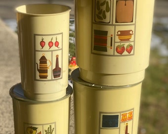 Kitschy Set of 4 Vintage Plastic Canisters